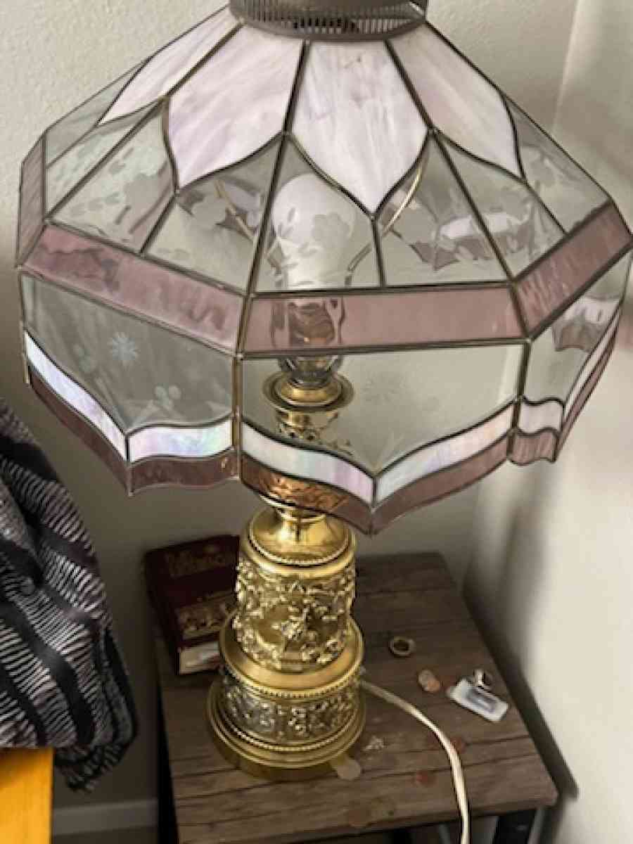 old Vincents lamp shade and lamp