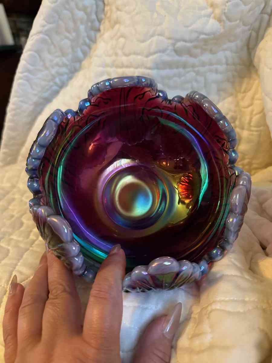 amethyst carnival glass bowl