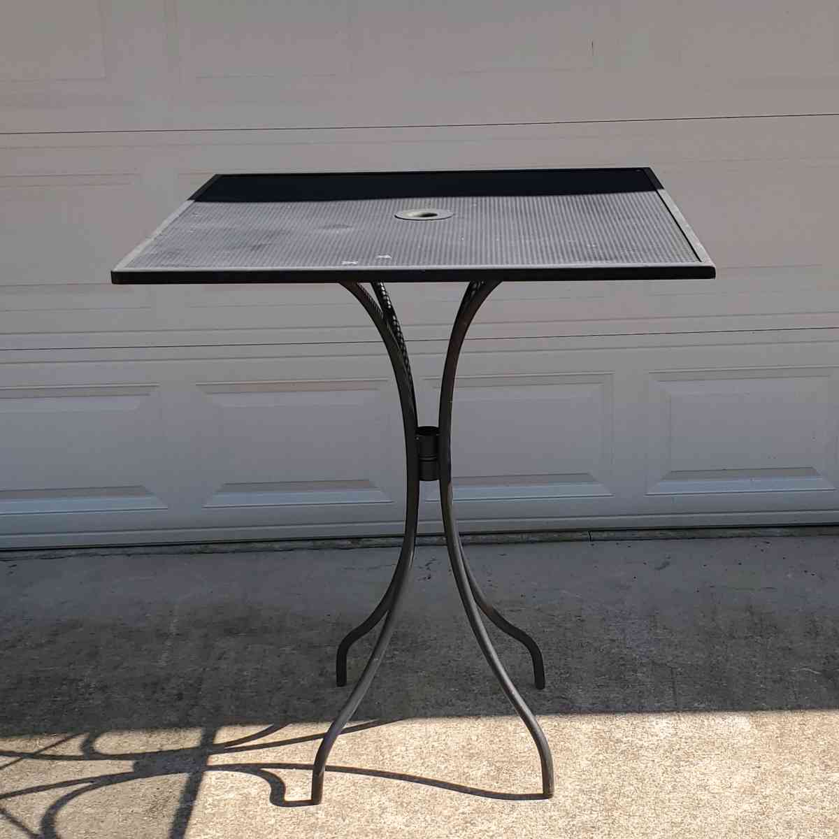 Bar Height Wrought Iron Table W Umbrella Hole 36x36x42
