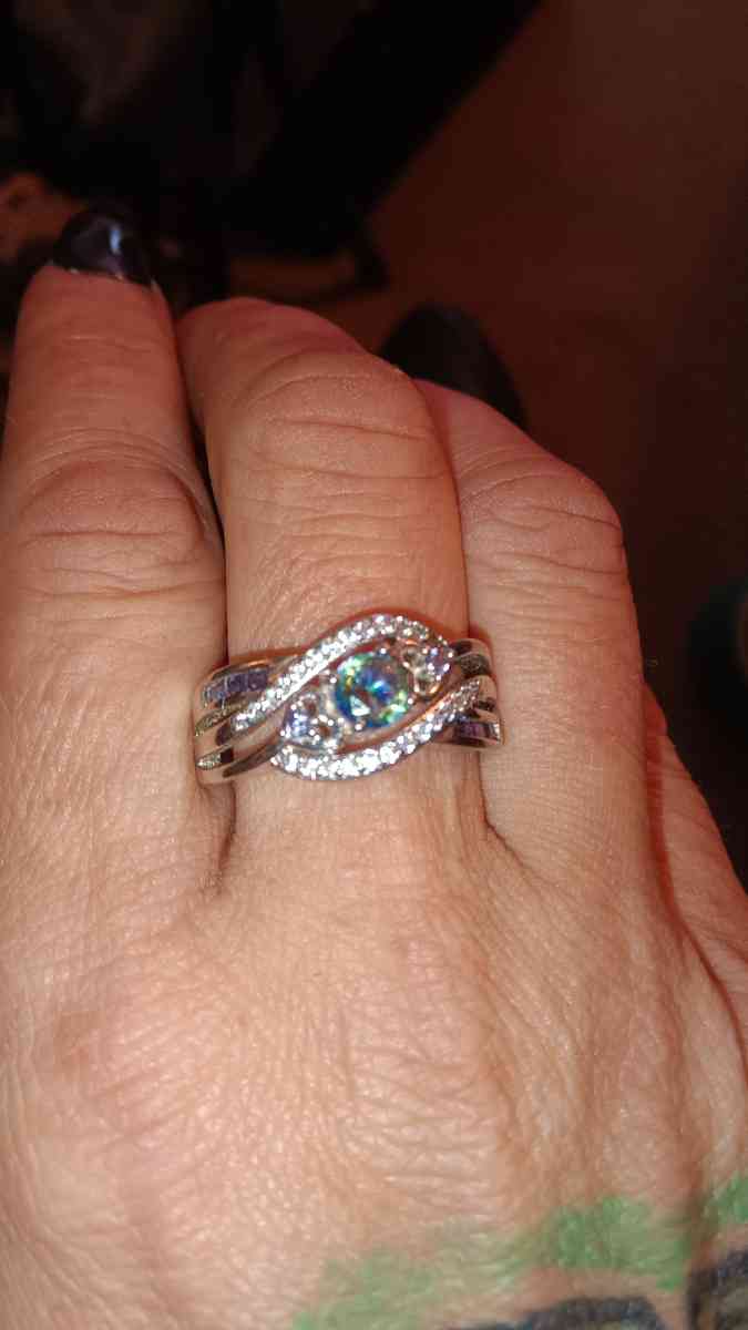 mystic topaz sterling silver ring
