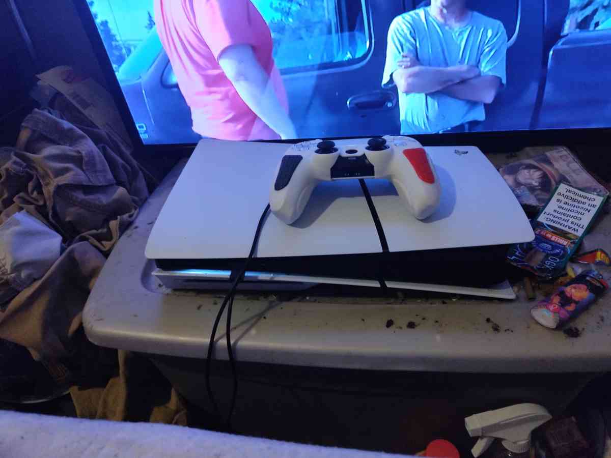 ps5 with cords and controller