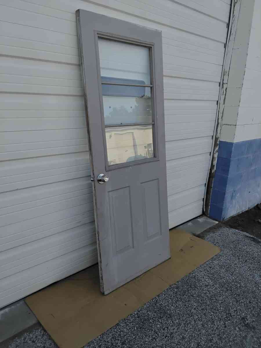Nice Gray All Steel 3 Light JeldWen Door With HingesDoor Nob
