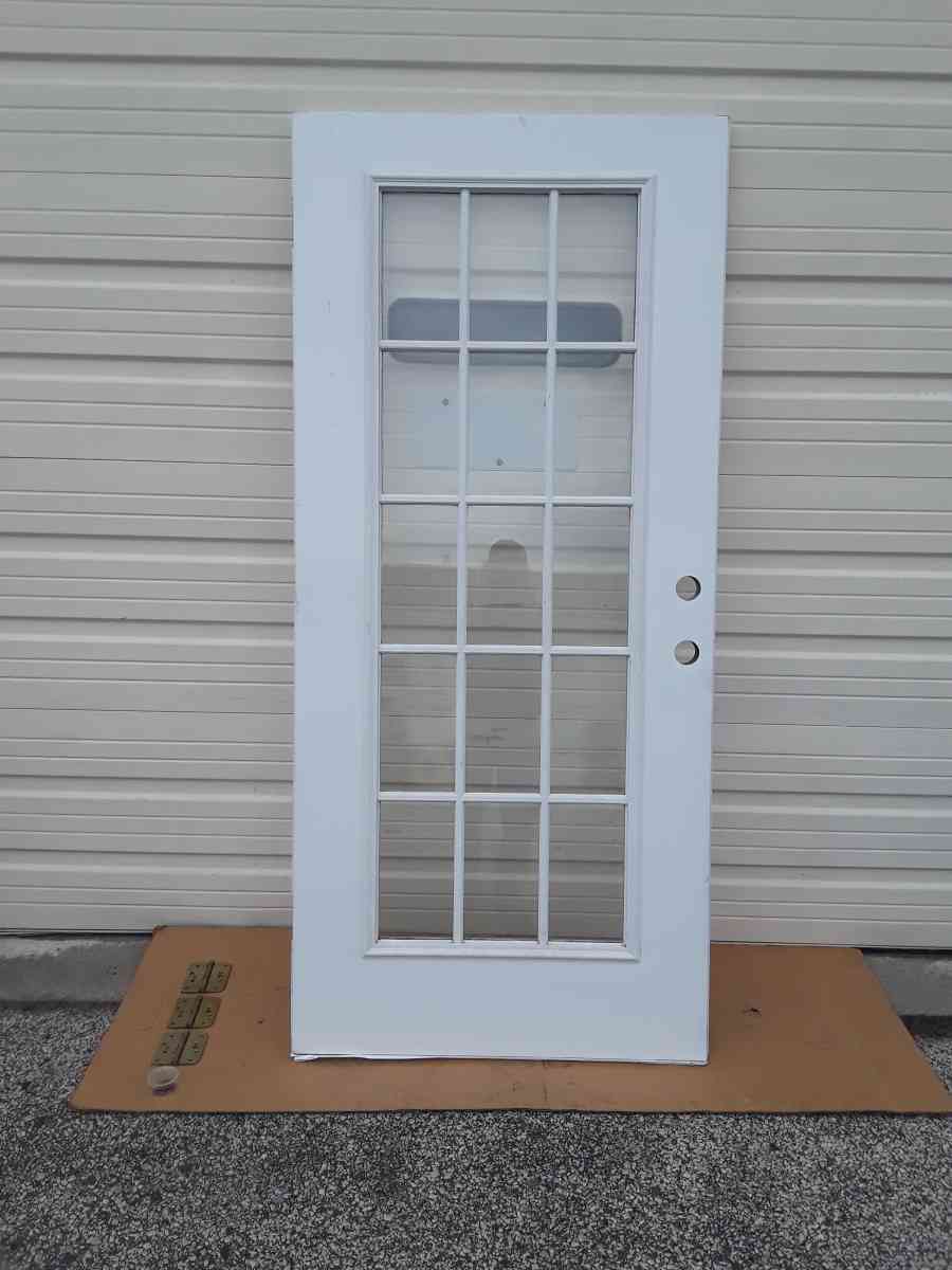 Nice White 15 Light Steel Door with HingesLeft Hand Swing