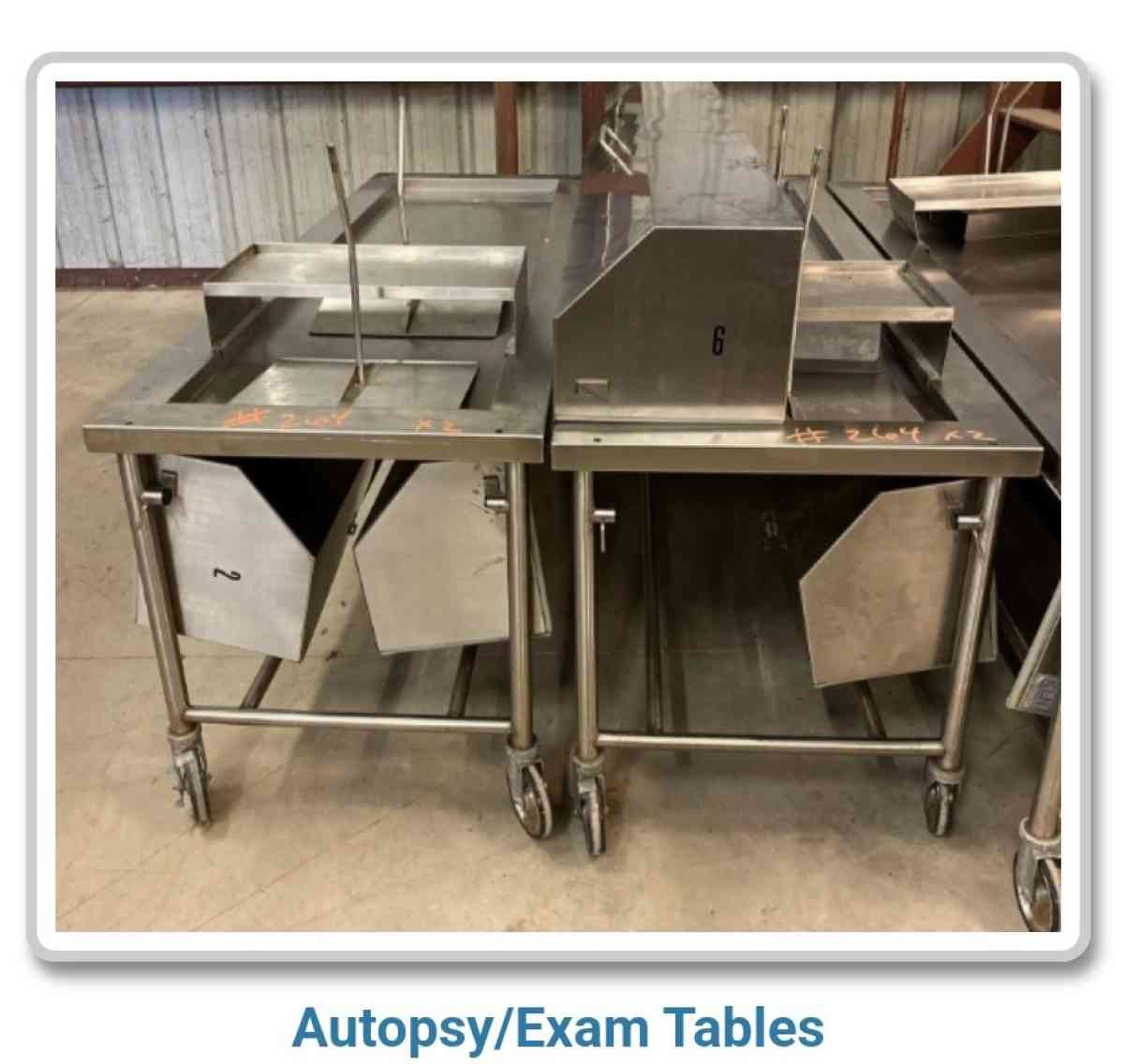 Autopsy exam tables