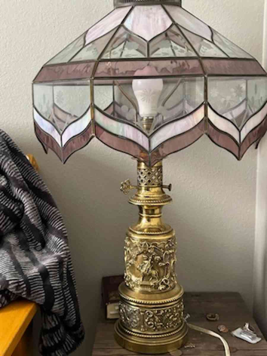 old Vincents lamp shade and lamp