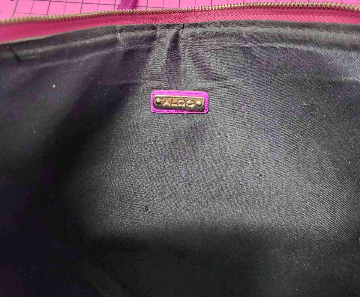 ALDO Pink Glittered Gold Top Zipper Wristlet with Strap