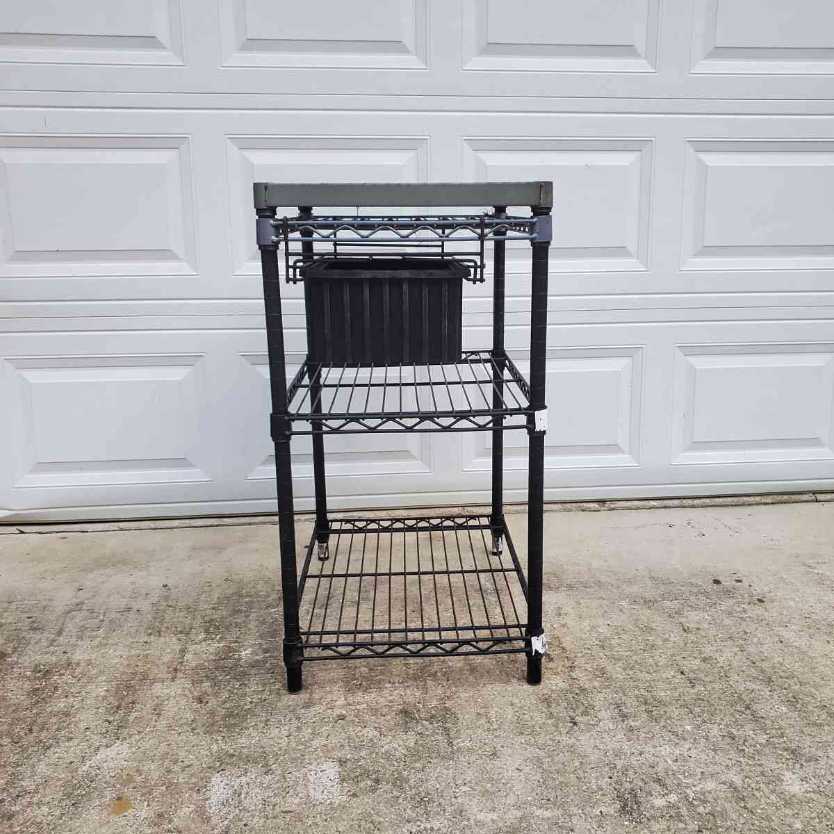 2 Shelf Rack With Stainless Steel Top And Pull Out Basket