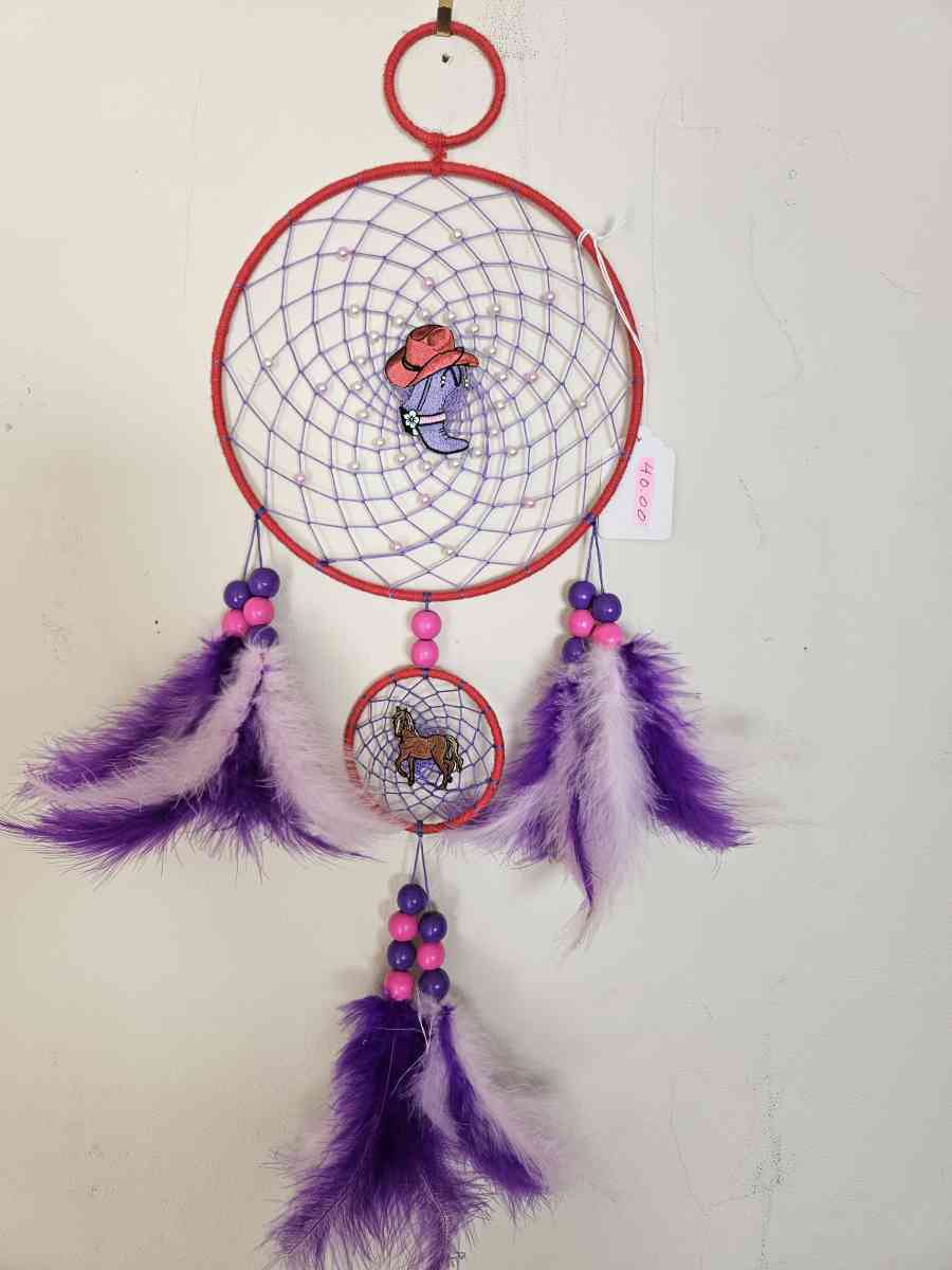 handmade cowboyhat and boot and horse dreamcatcher