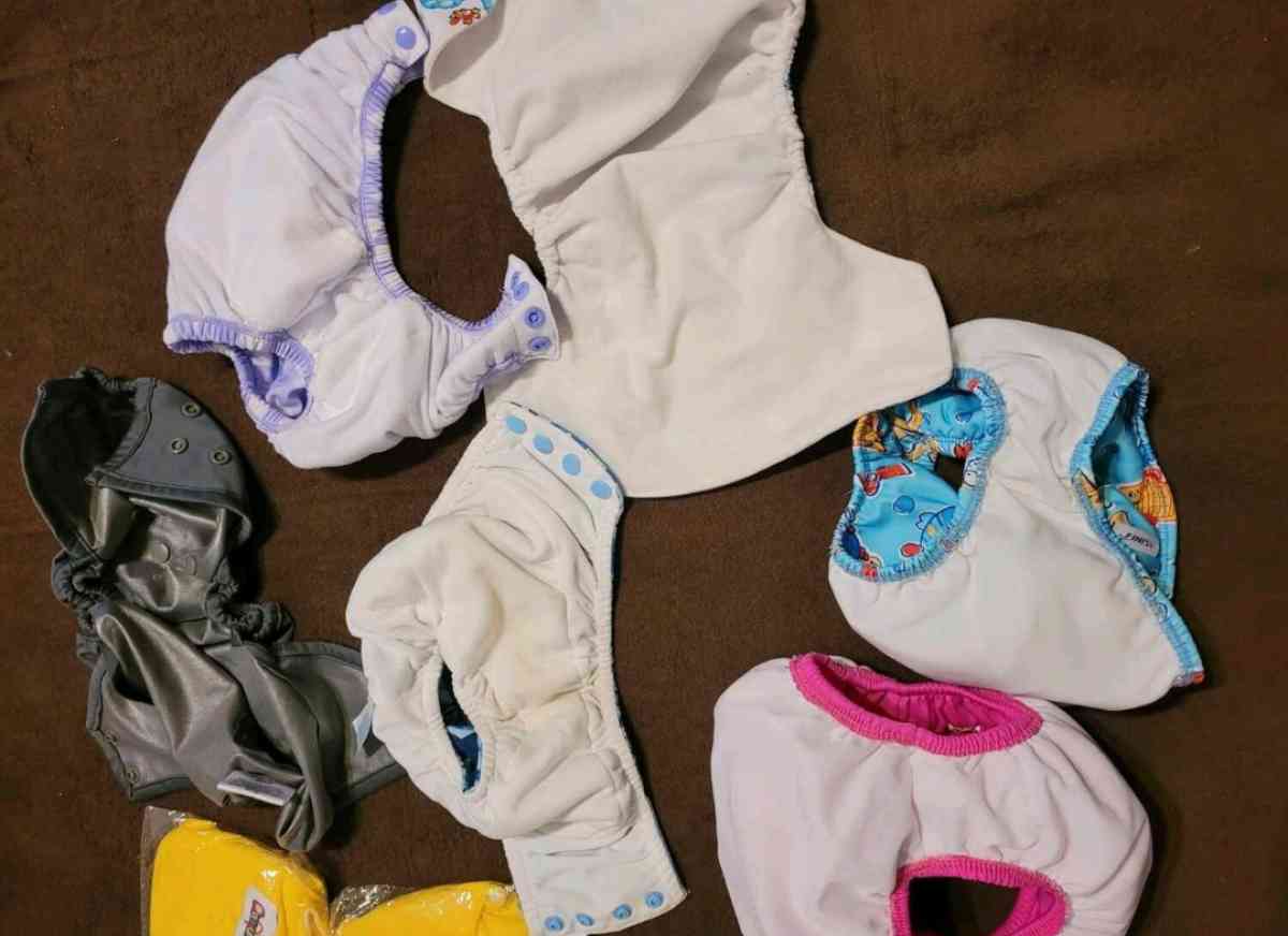 NEW 9 WASHABLE DIAPERS AND 30 PADS