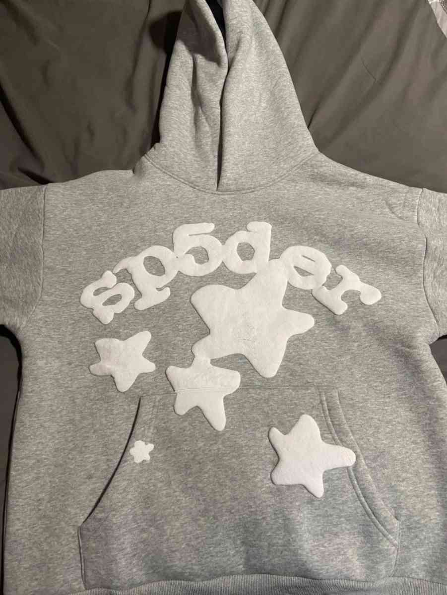 Gray Sp5der Worldwide Beluga Hoodie all sizes