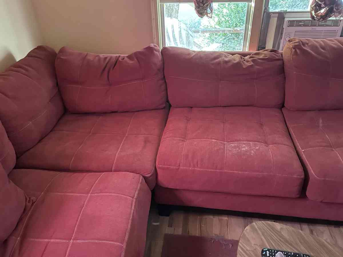 3 years old 3 piece sectional red