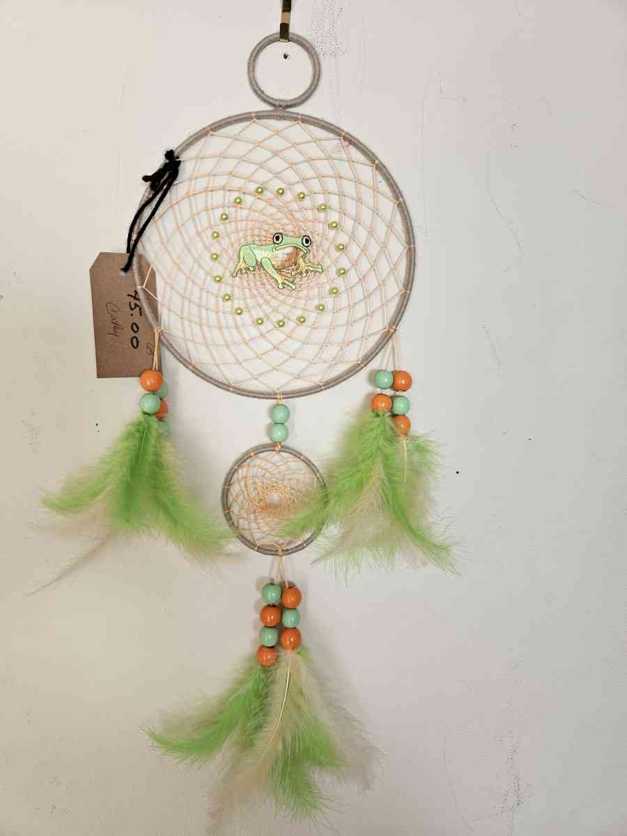 handmade frog dreamcatcher