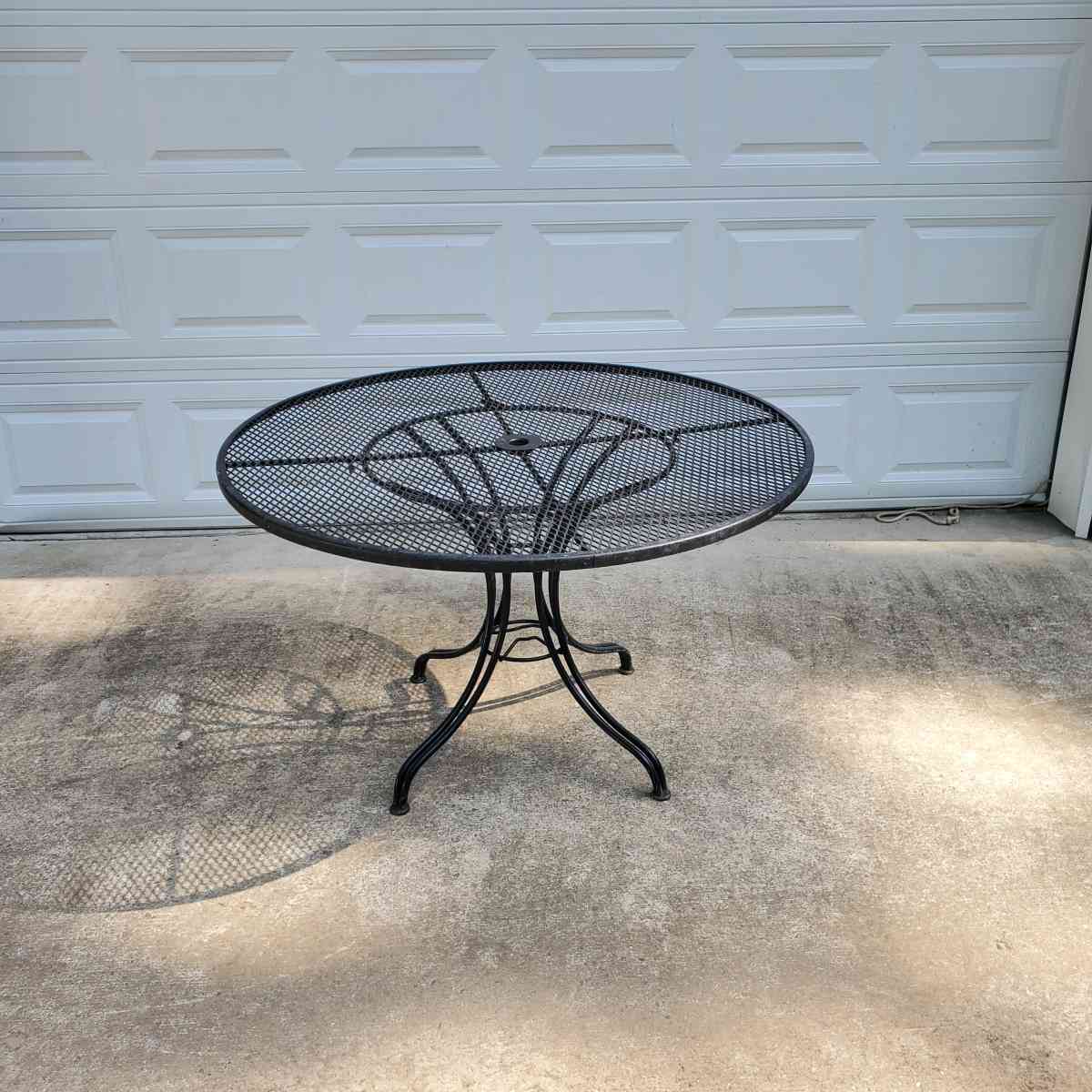 Wrought Iron Black Table W Umbrella Hole