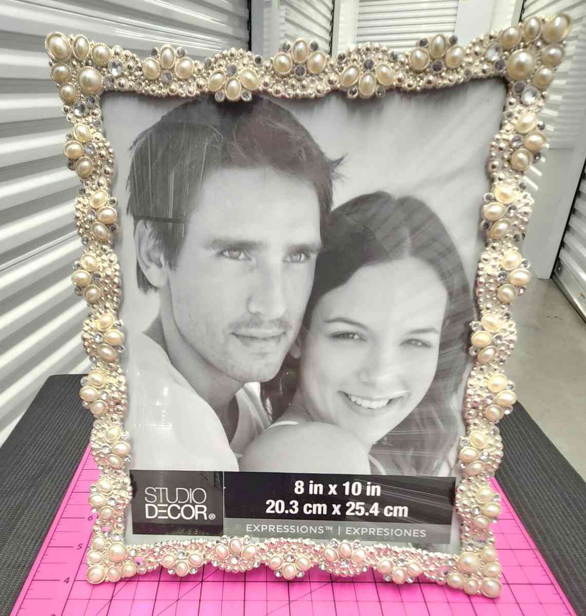 Ornate Pearl and Rhinestone Embellished 8x10  Photo Frame