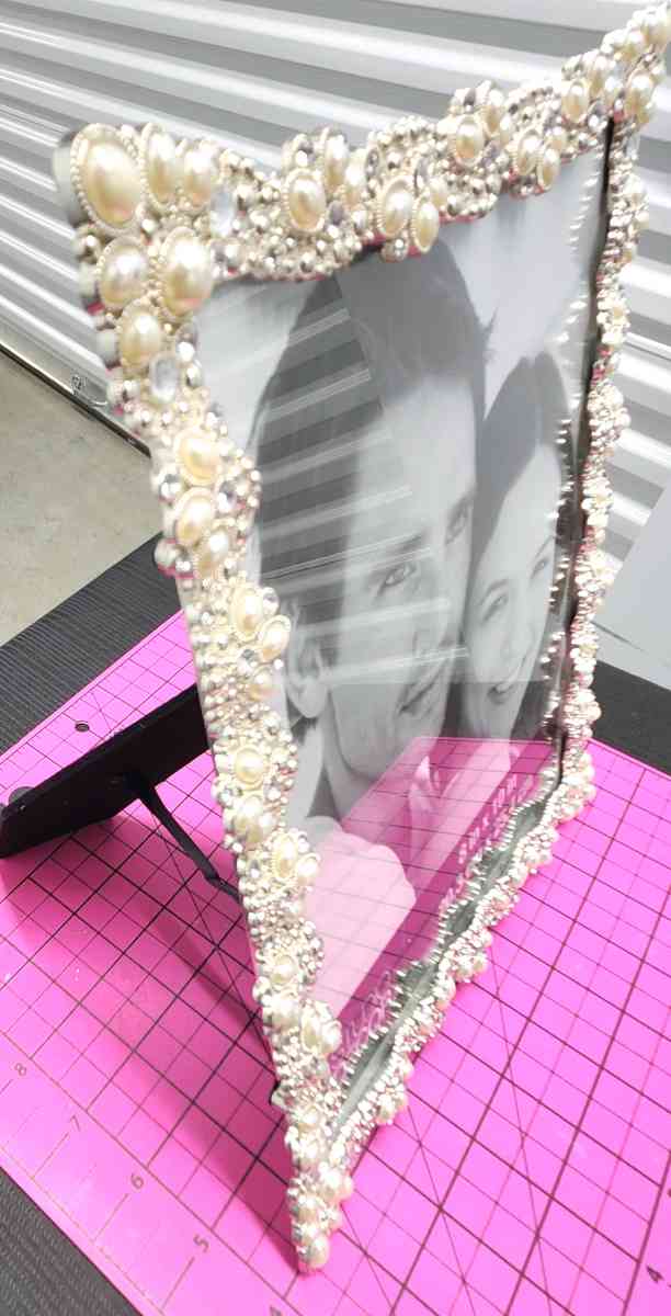 Ornate Pearl and Rhinestone Embellished 8x10  Photo Frame
