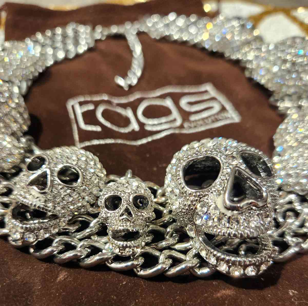 TAGS 11 Skull Swarovski Crystal Rhodium Plated Womens Excl