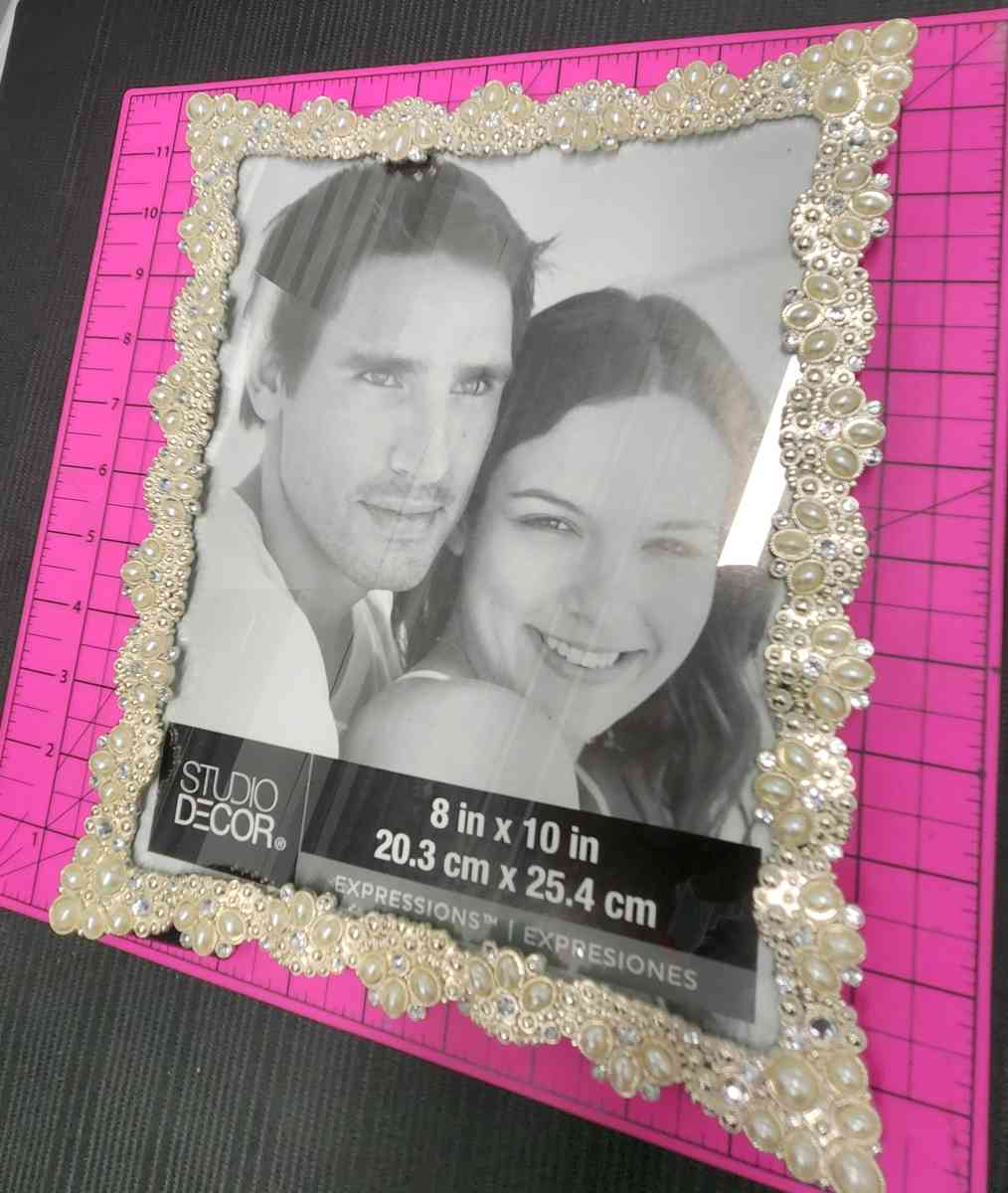 Ornate Pearl and Rhinestone Embellished 8x10  Photo Frame