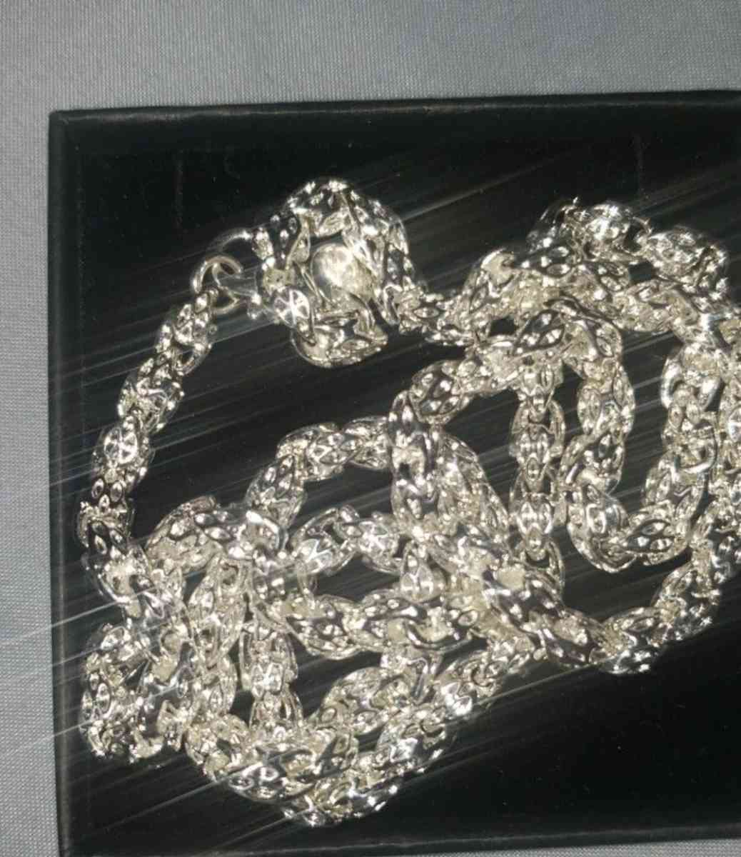 brand new silver 20in 6mm thick bamboo style necklace