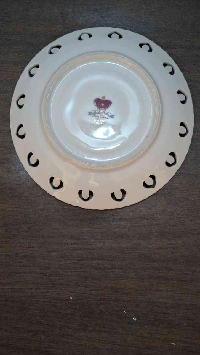 Rare Antique Kelvin Fine China Iridescent Green And White Pl