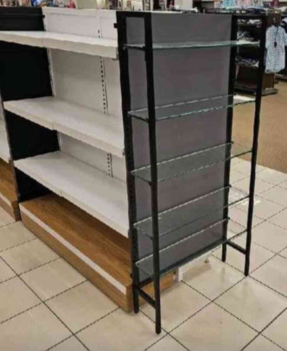 2 Sided Rack W12 Shelves  W5 Glass Shelf End Cap   App 48 x
