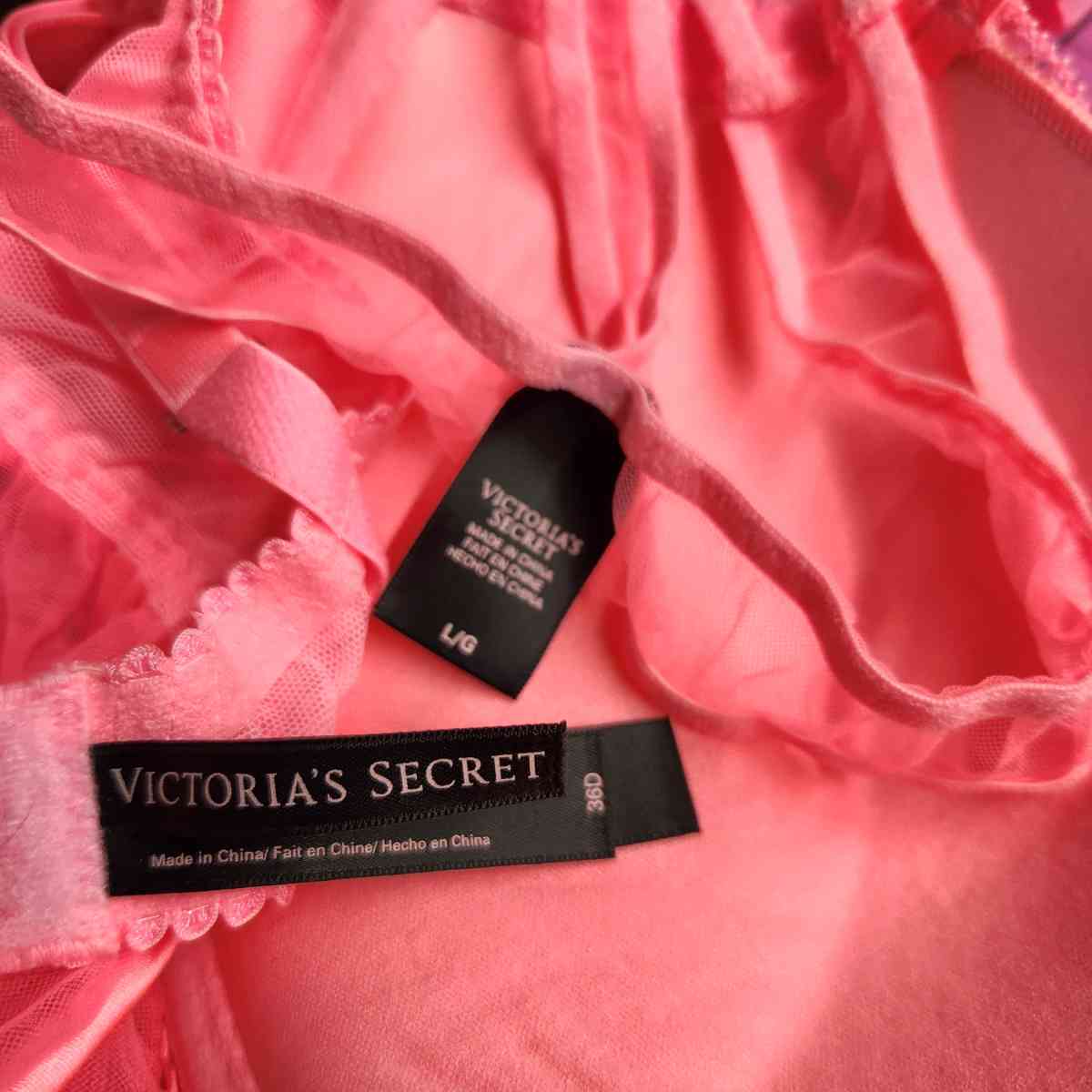 Victorias Secret Neon Pink Embellished Bust Babydoll