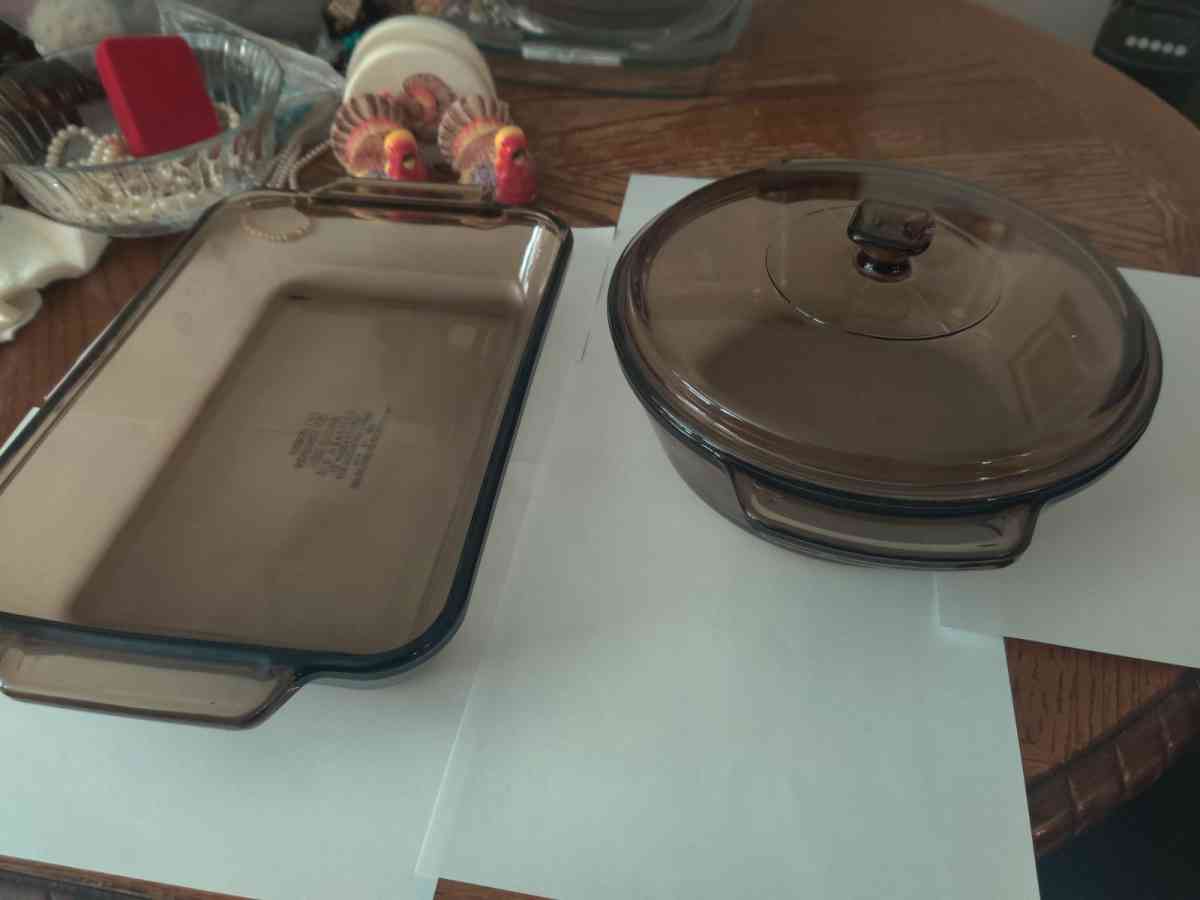 Amber glass baking dish set