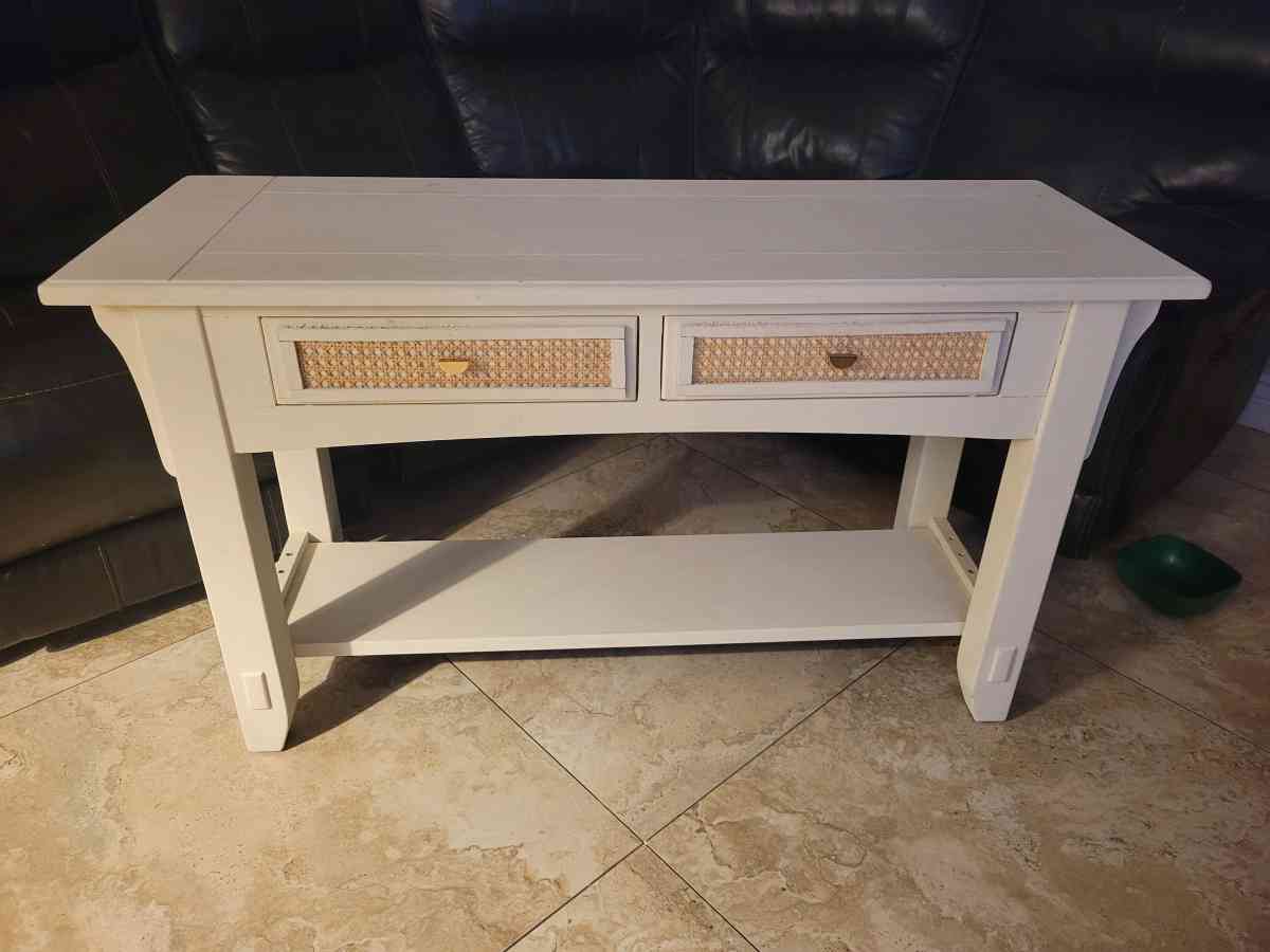 Console Table with Woven Drawer Fronts