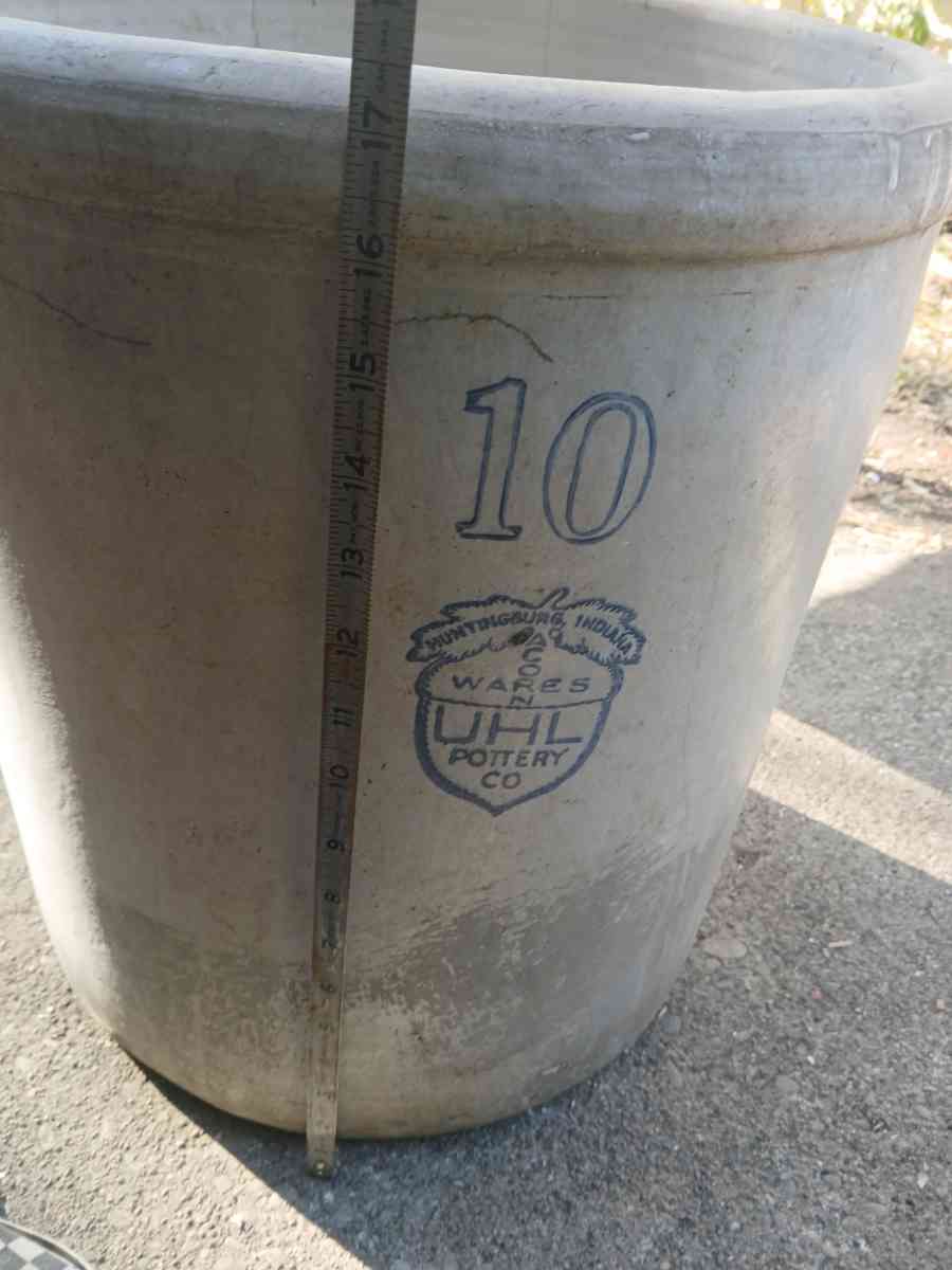 Antique UHL Pottery Co Acorn Wares Indiana 10 Gallon Stonewa