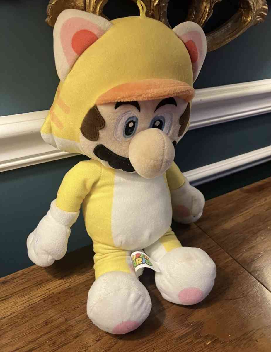 Super Mario Bros Cat Mario Yellow Suit Plush Toy Stuffed Ani