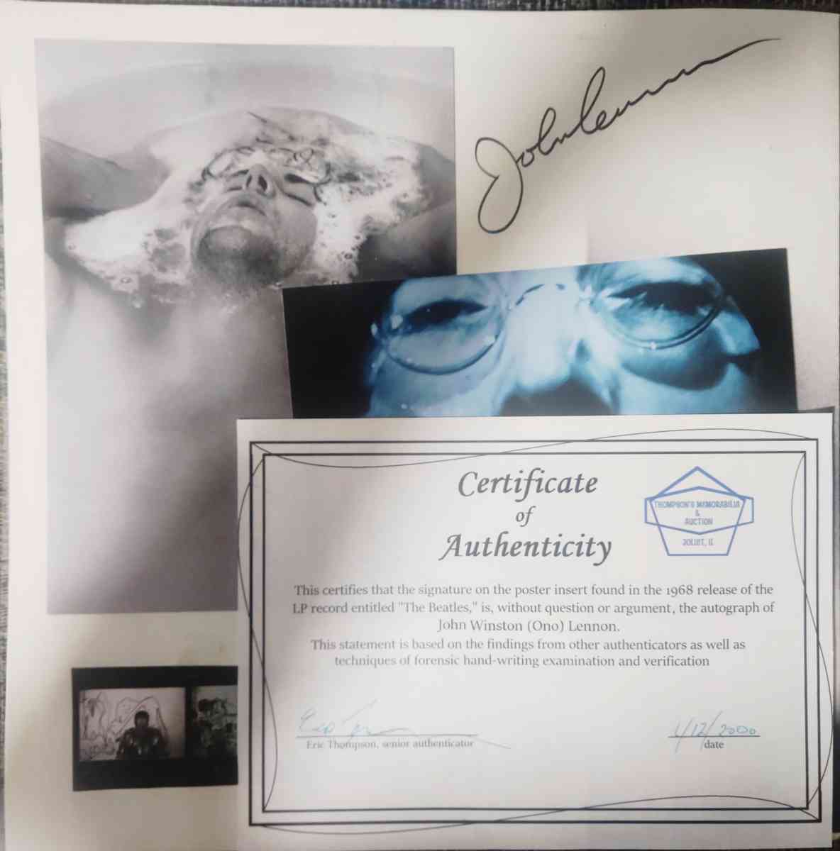 John Lennon Autograph on White album insert poster