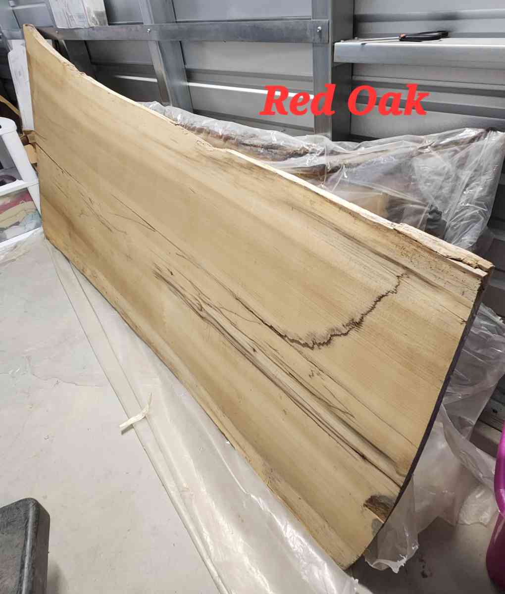 Ohio Red Oak Live Edge Wood Slab 38W x 97L x 2 Thick