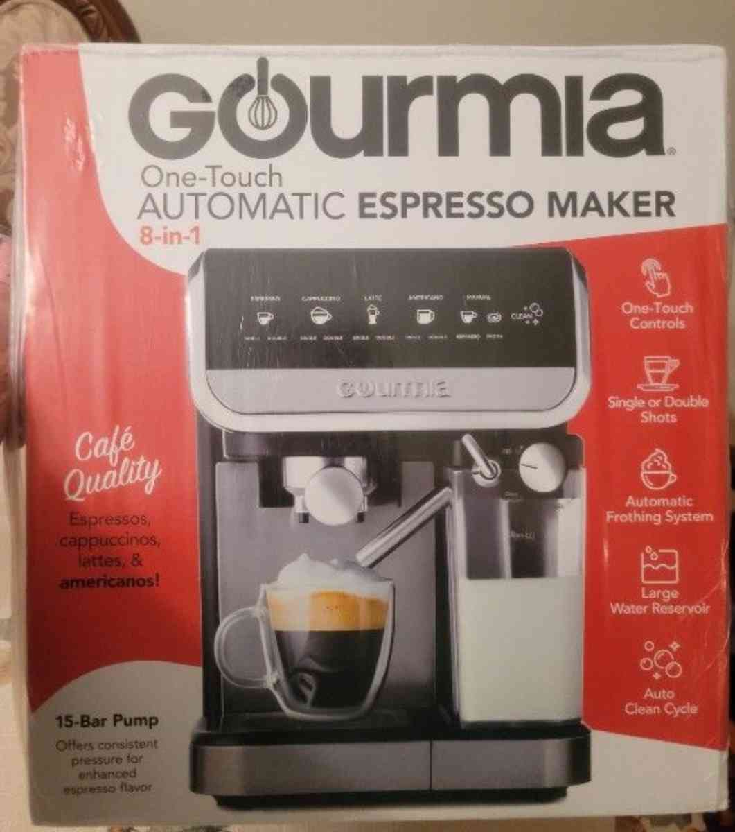 Gourmia One Touch Automatic Espresso Maker 8in1