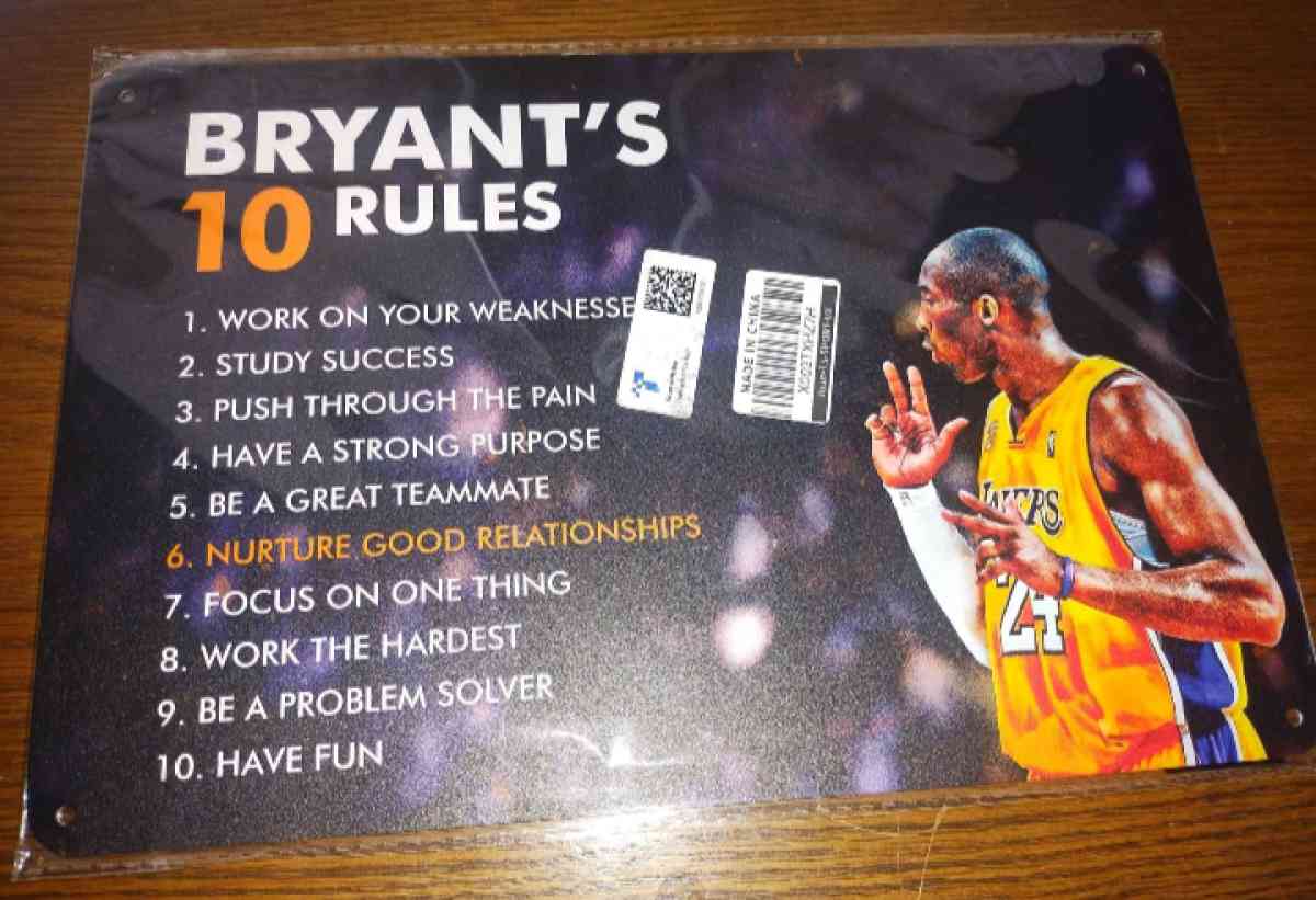 Kobe Bryant motivational Quote Sign