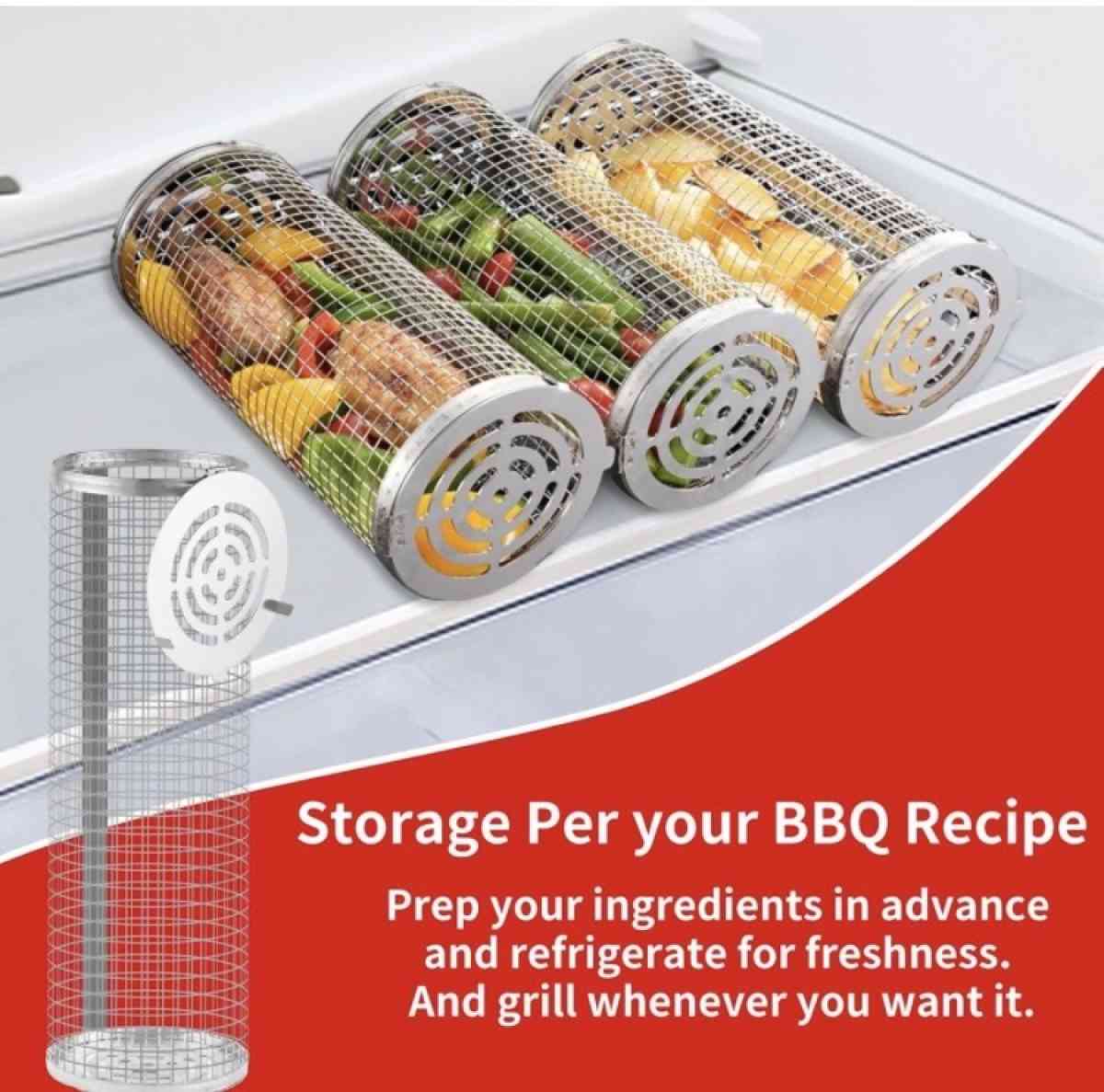 Rolling Grilling Baskets for Outdoor Grill Bbq