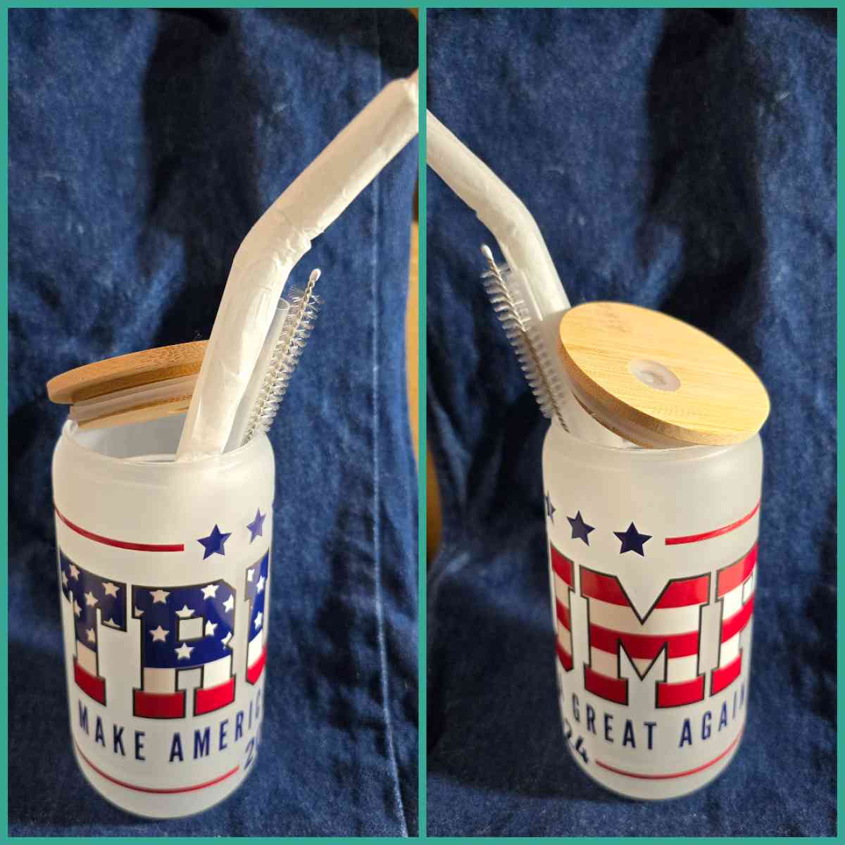 16 Oz Glass Cups With Bamboo Lids