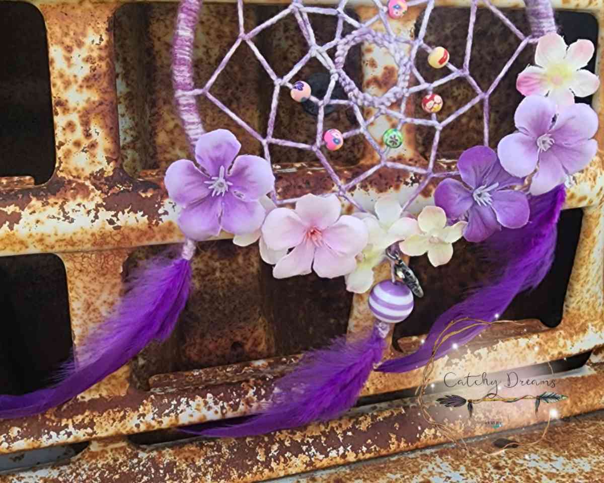 Purple Flower Dream Catcher