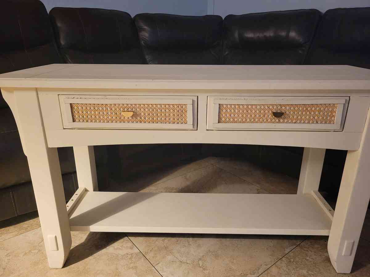 Console Table with Woven Drawer Fronts
