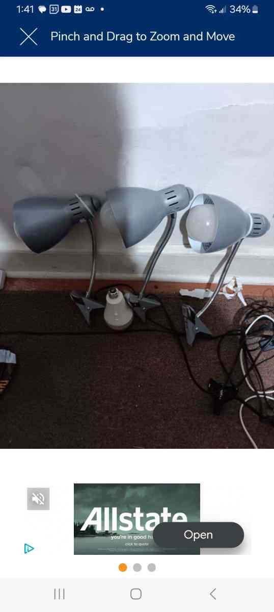 set of 5 clamp on lamps with 4060 lumen bulbs