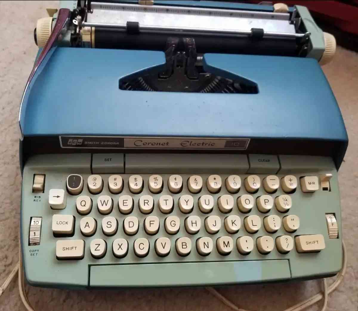 Vintage Blue Smith Corona Coronet Electric typewriter