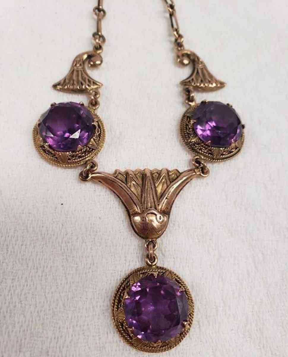 Vintage 12K Solid Rose Gold Egyptian Necklace  Pendant