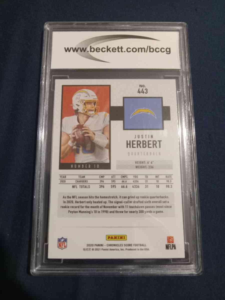 justin herbert graded 10 sports card