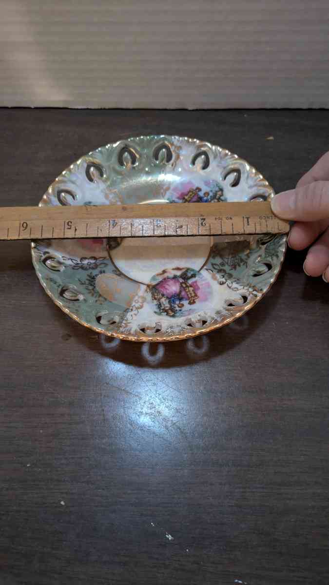 Rare Antique Kelvin Fine China Iridescent Green And White Pl