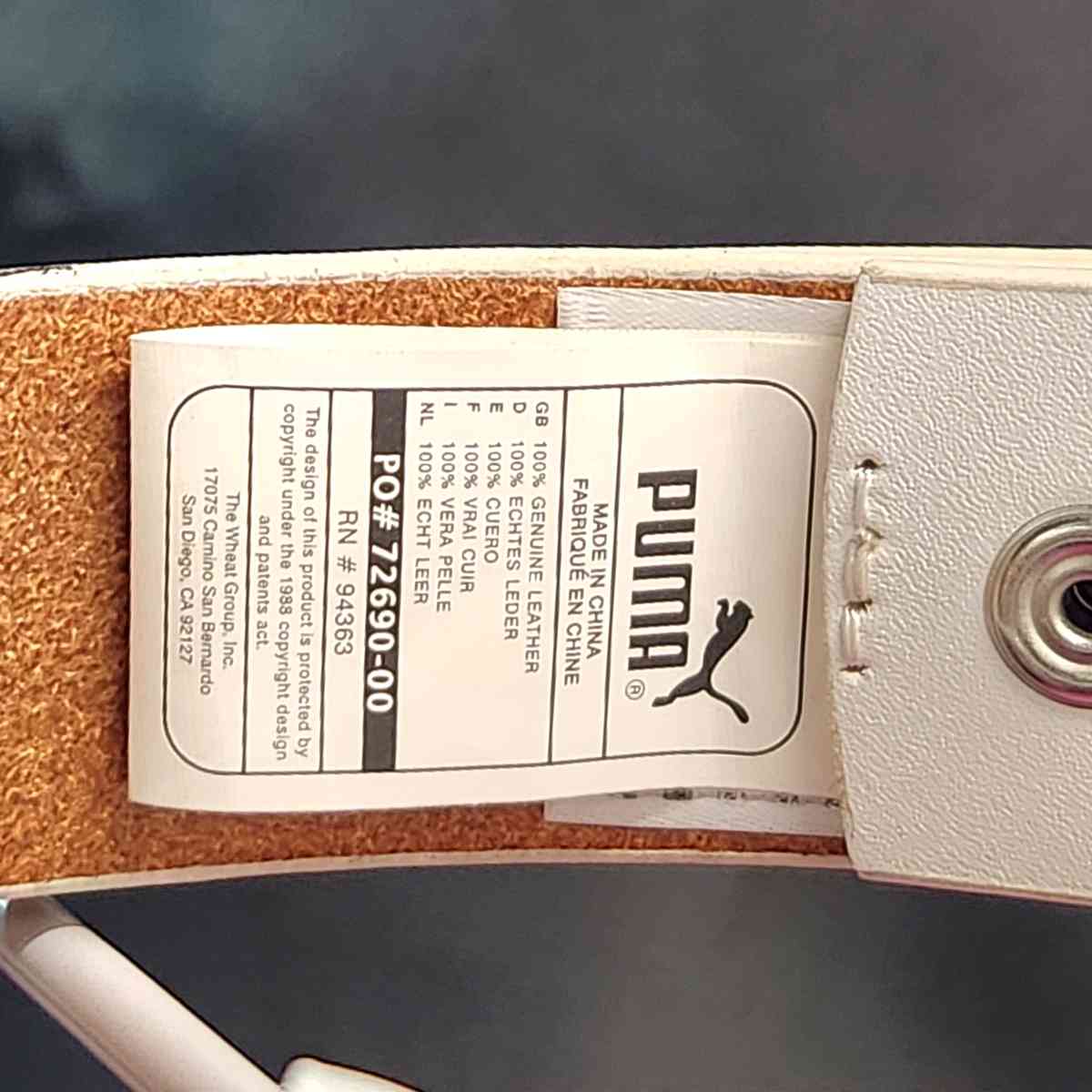 Puma Womens White Regent Fitted Leather Belt Size S