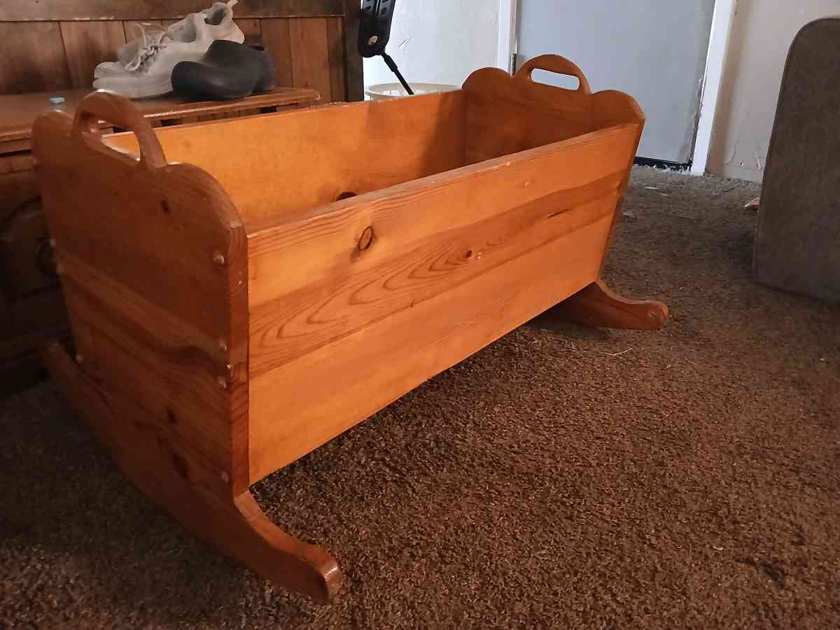 vintage wooden baby cradle
