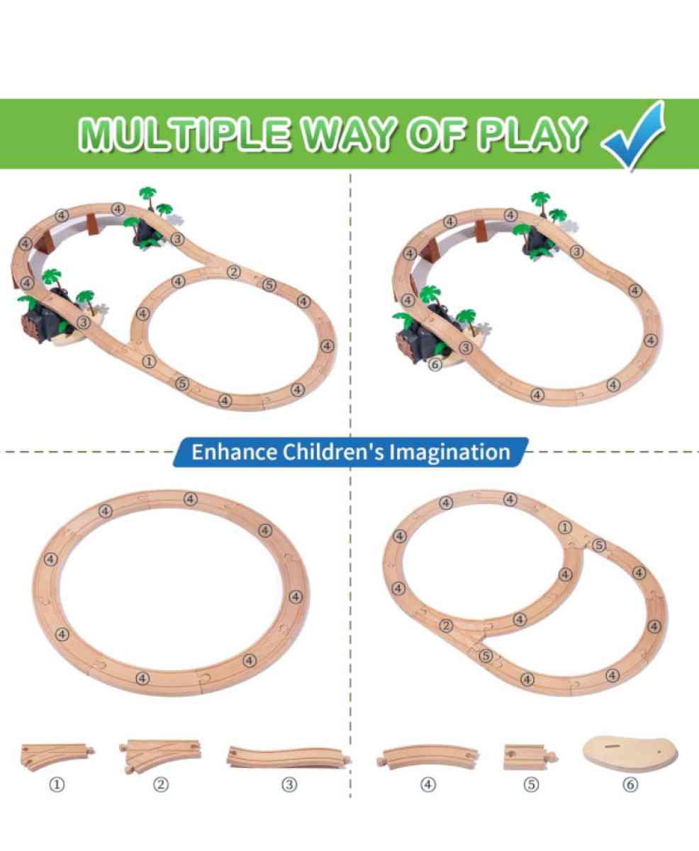 wooden train set 80pcs with map mat