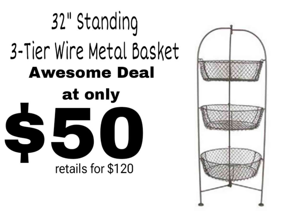 32 Standing 3Tier Wire Metal Basket