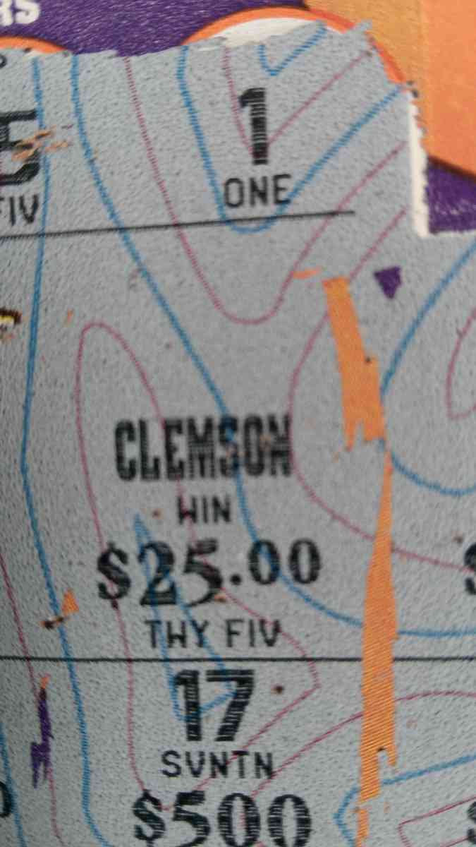 a 5 dollar winning Clemson scratch off