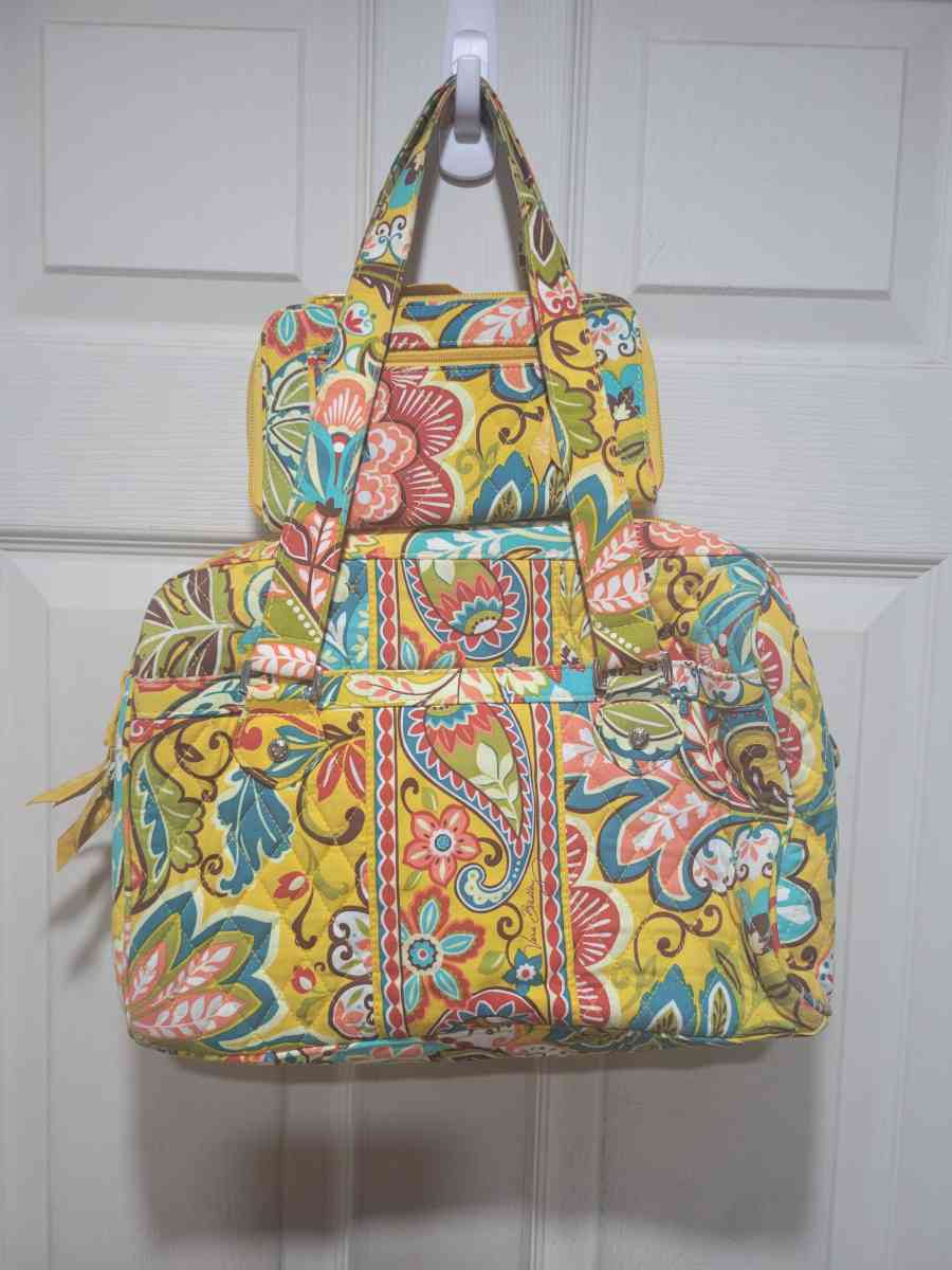 Yellow Vera Bradley hand bag with matching wallet