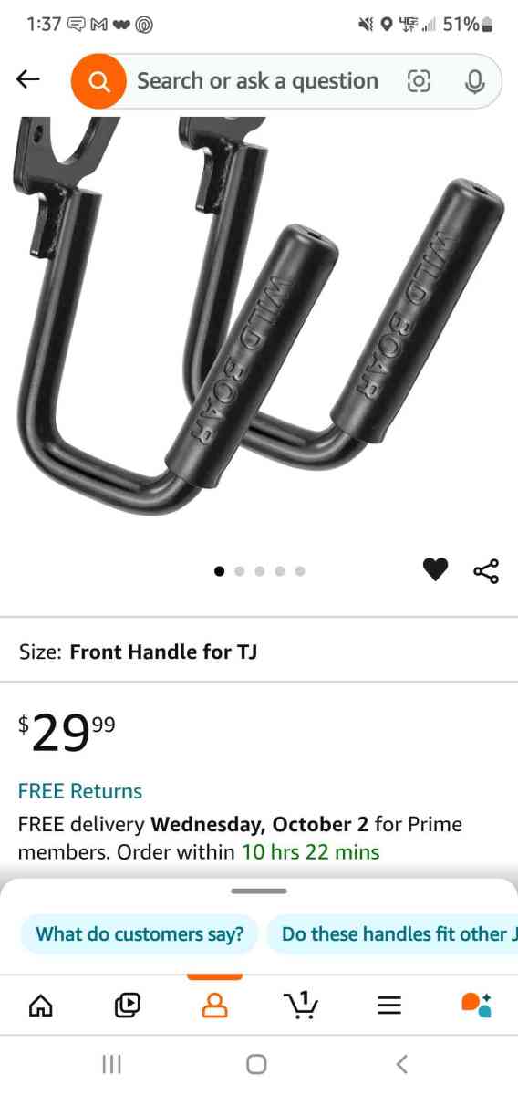 Jeep Front Grab Handles  Black Solid Steel Compatible for 1