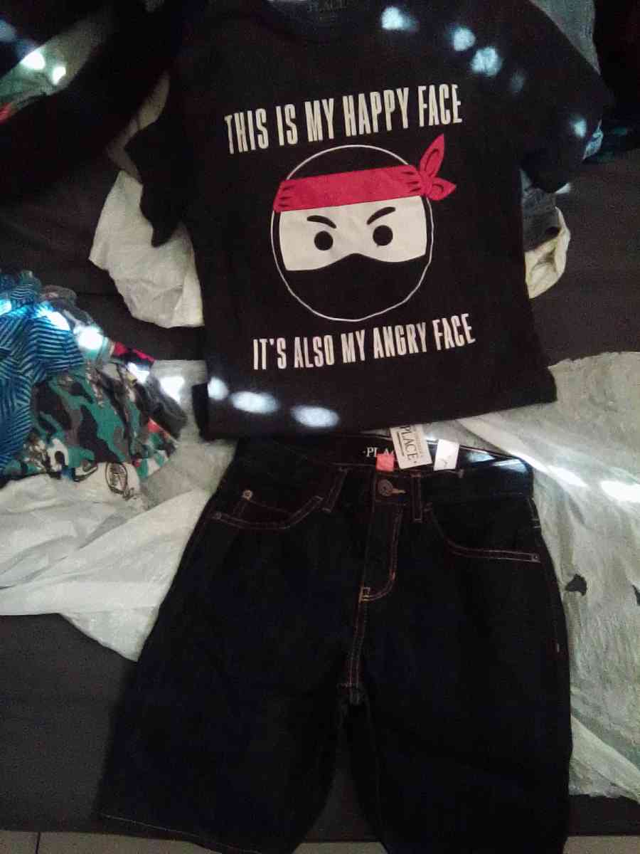 little boys bundle of clothes jeans shirts and boxer briefs